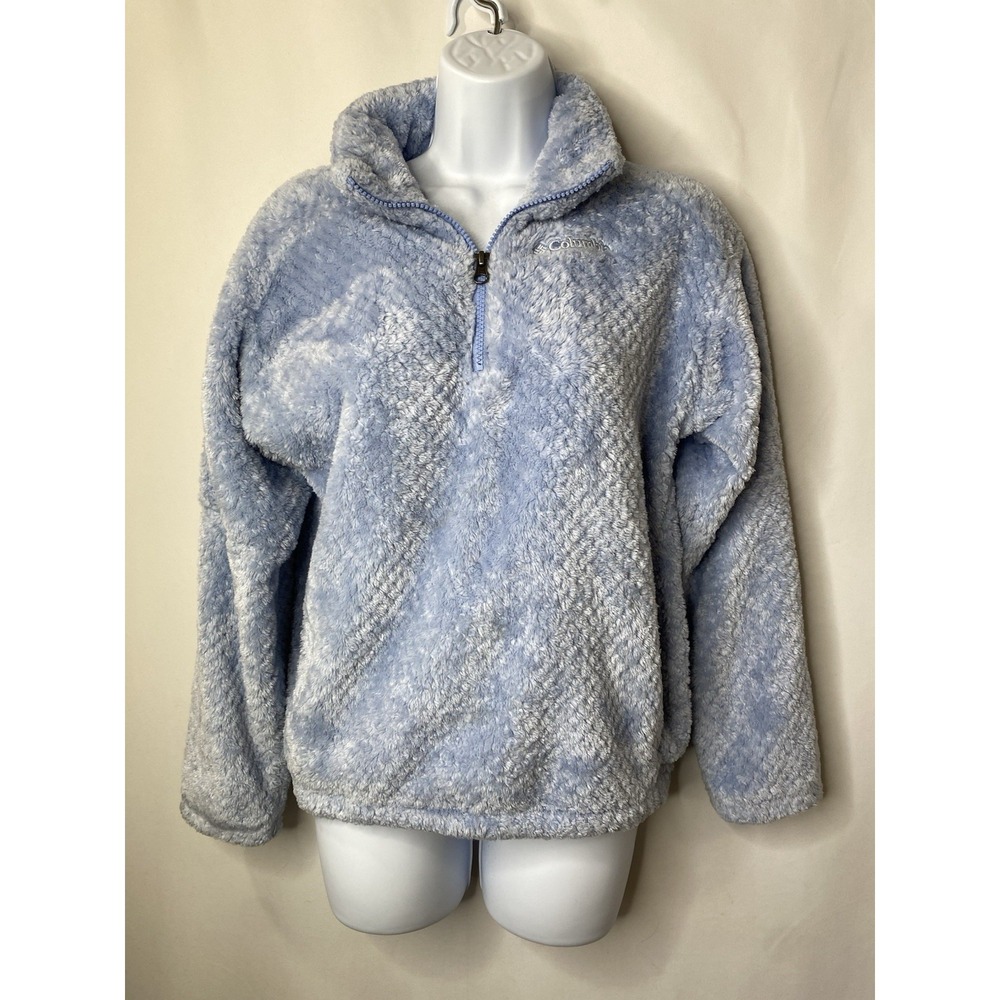 Columbia Girls Sweatshirt Size Large 14/16 Super Soft Icey Blue Warm Cozy 1/4Zip